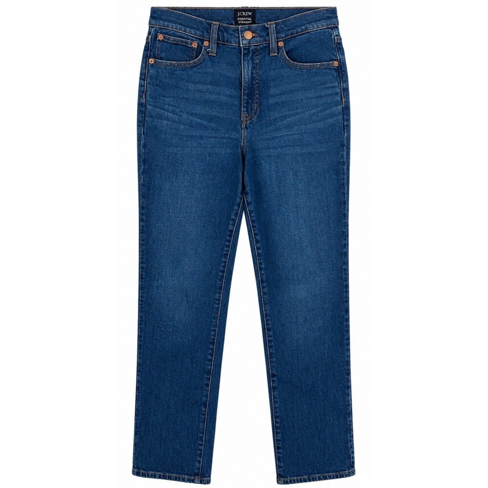 J. Crew Essential Straight Jeans Women’s Size 27 Mid Rise Stretch Tencel Blue